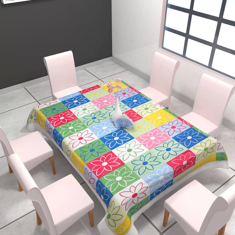 CASA FURNISHING Printed Vinyl 6 Seater Rectangle Table Cover ( 228 x 152 ) cm Pack of 1 Yellow