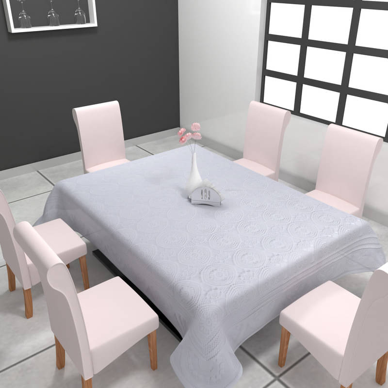     			CASA FURNISHING Self Design Polyester 6 Seater Rectangle Table Cover ( 228 x 152 ) cm Pack of 1 White