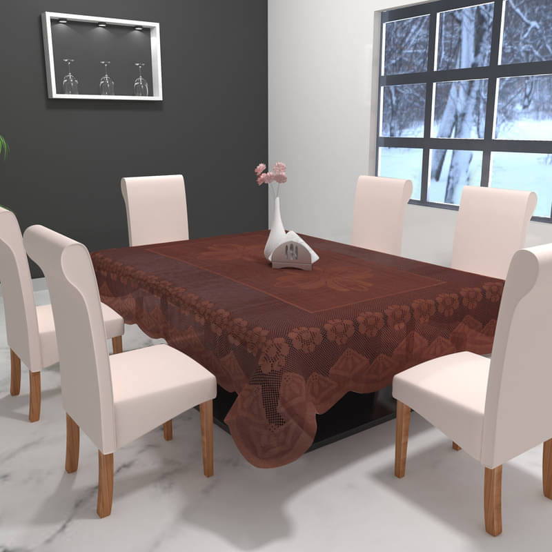     			CASA FURNISHING Self Design Polyester 6 Seater Rectangle Table Cover ( 228 x 152 ) cm Pack of 1 Brown