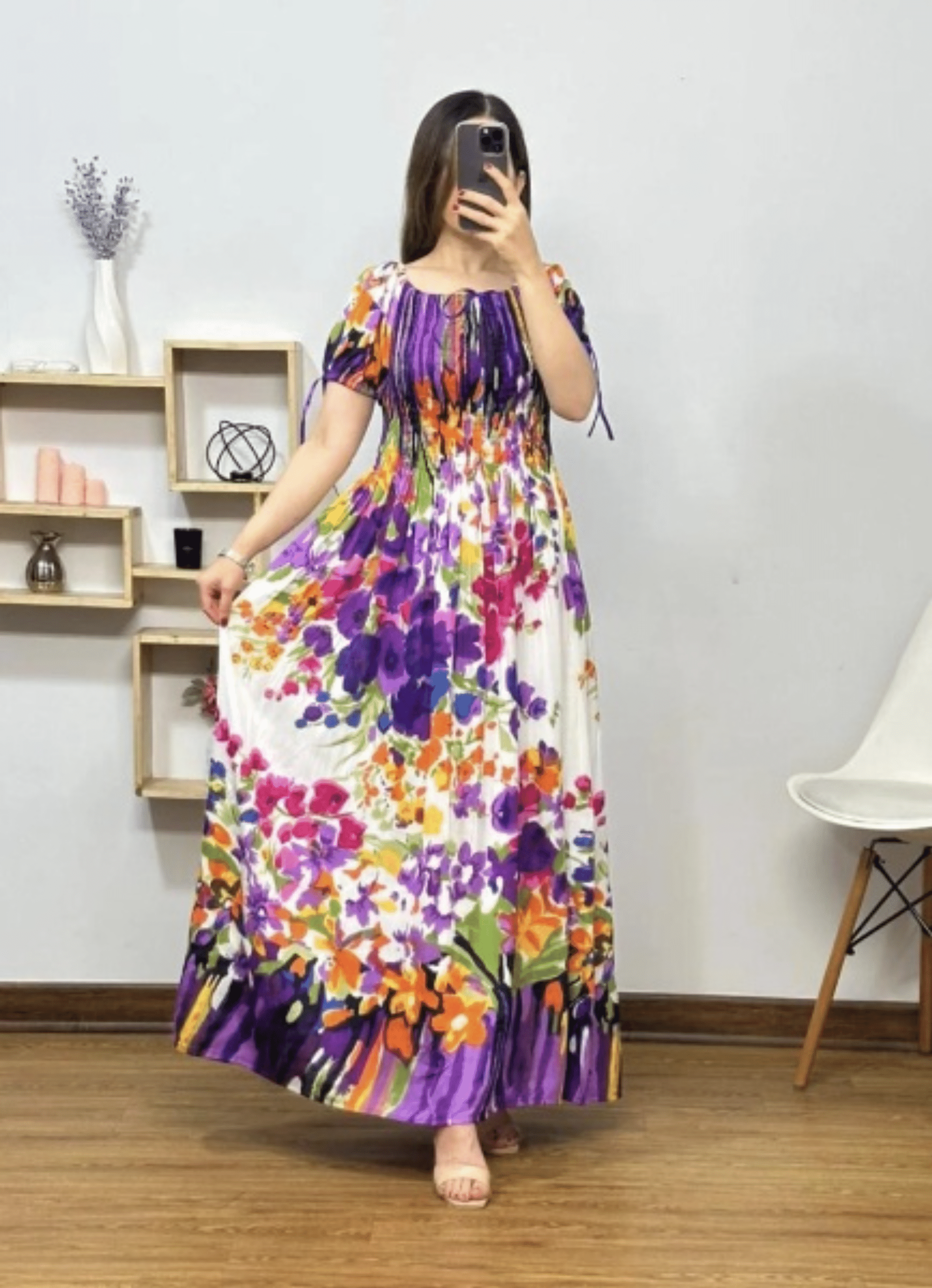     			COMFY ATTIRE Women Rayon Printed Fit & Flare Dress ( Purple )