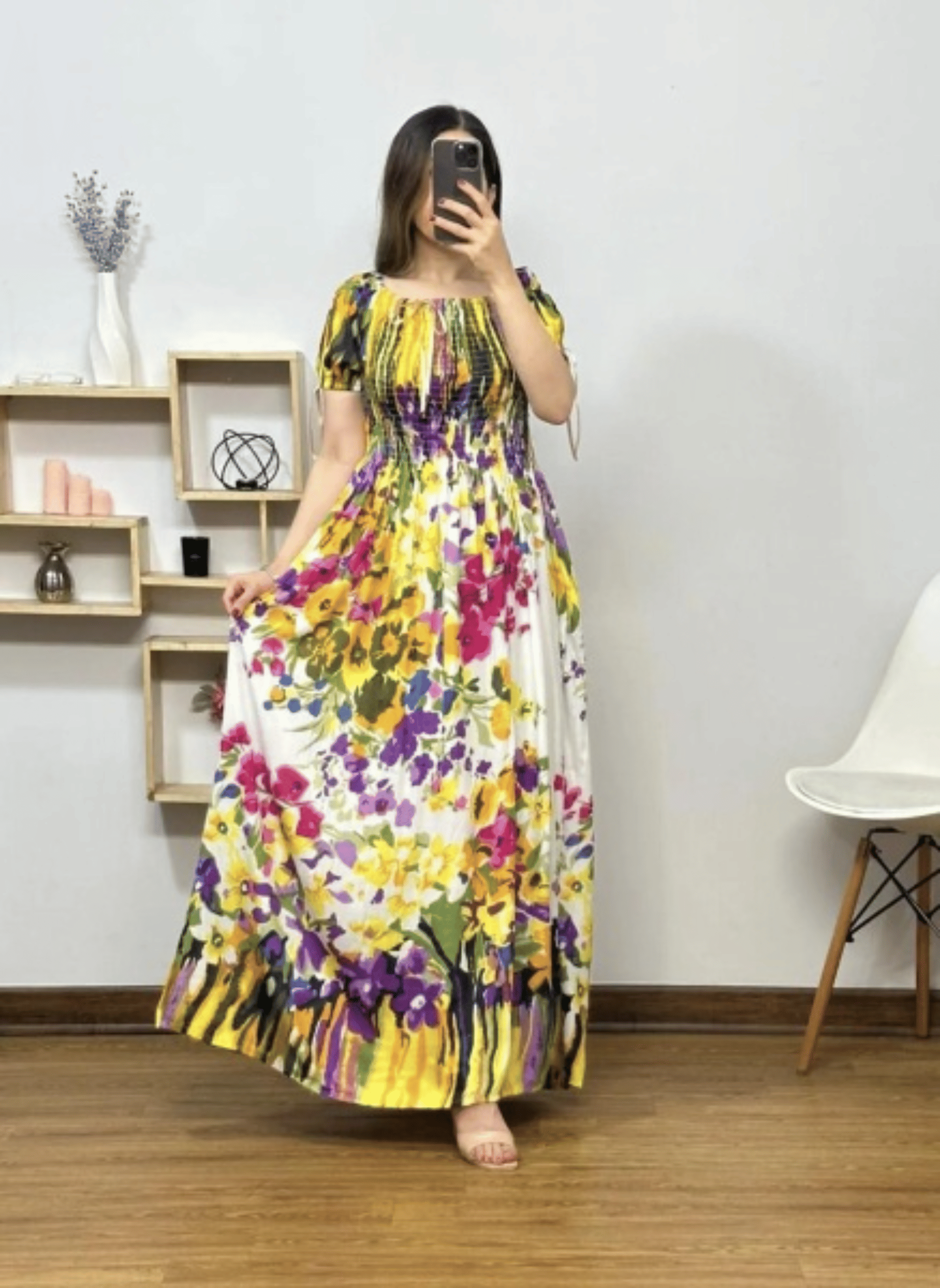 COMFY ATTIRE Women Rayon Printed Fit & Flare Dress ( Yellow ) COMFY ATTIRE Women Rayon Printed Fit & Flare Dress ( Yellow )