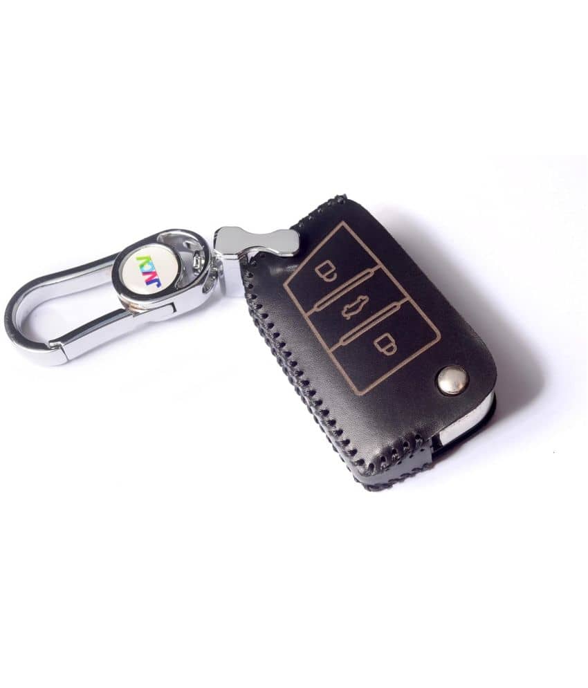 Car Styling Soft Handmade Leather Key Cover Compatible with Skoda Slavia Kushaq Octavia Taigun Tiguan Virtus Kodiaq Superb Folding Key