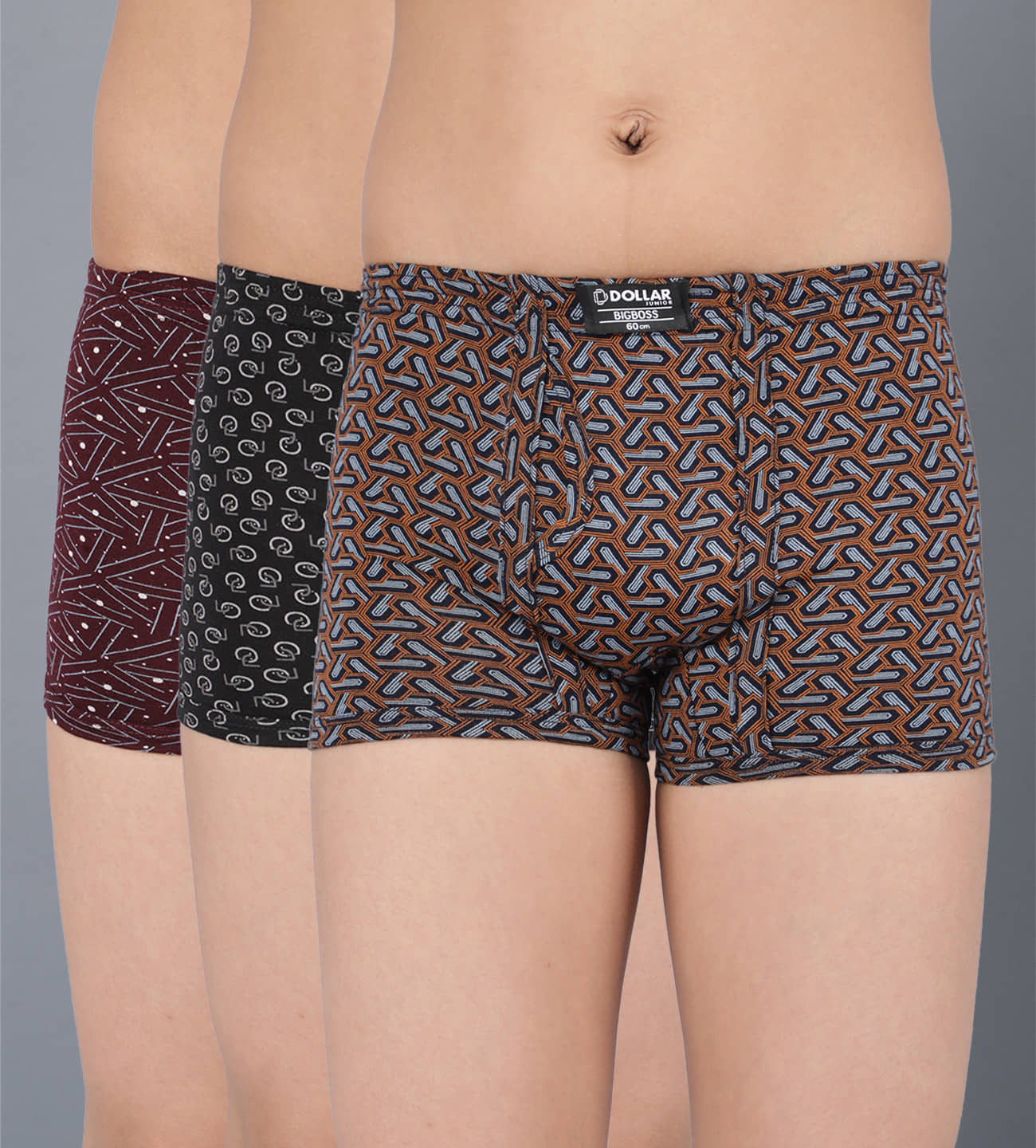 Dollar Bigboss Pack of 3 Boys Cotton Blend Trunks ( Multi Color ) - Nightwear & Loungewear | Buy online on ZillyBuy