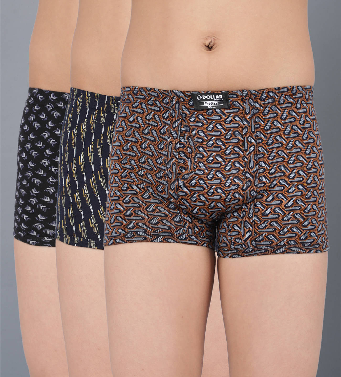     			Dollar Bigboss Pack of 3 Boys Cotton Blend Trunks ( Multi Color )