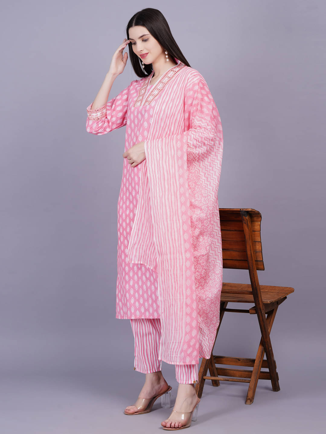 HIGHLIGHT FASHION EXPORT Cotton Embroidered Kurti With Pants Women's Stitched Salwar Suit - Pink ( Pack of 1 ) HIGHLIGHT FASHION EXPORT Cotton Embroidered Kurti With Pants Women's Stitched Salwar Suit - Pink ( Pack of 1 )
