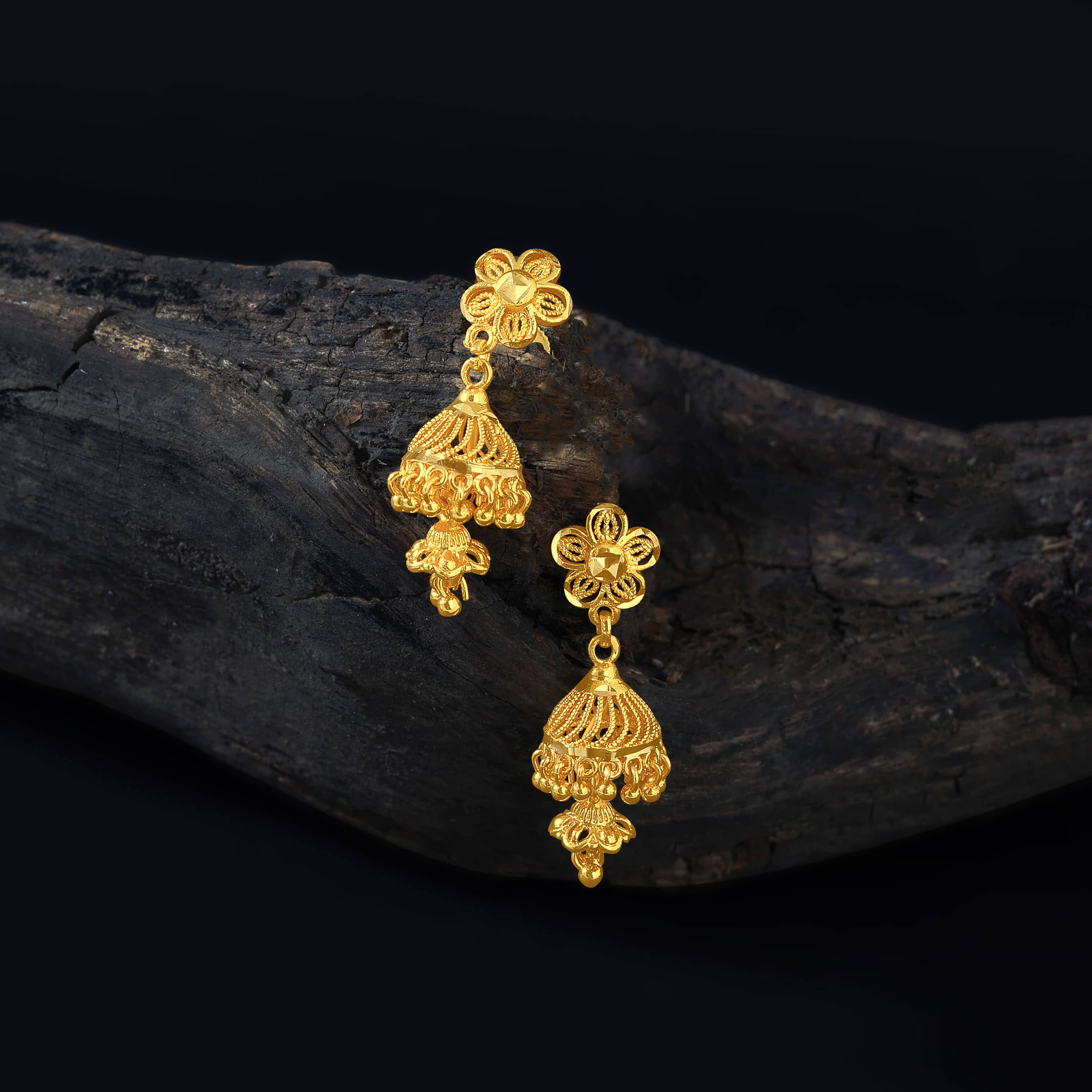 LUV FASHION Golden Jhumki Earrings ( Pack of 1 ) - Earrings | Buy online on ZillyBuy