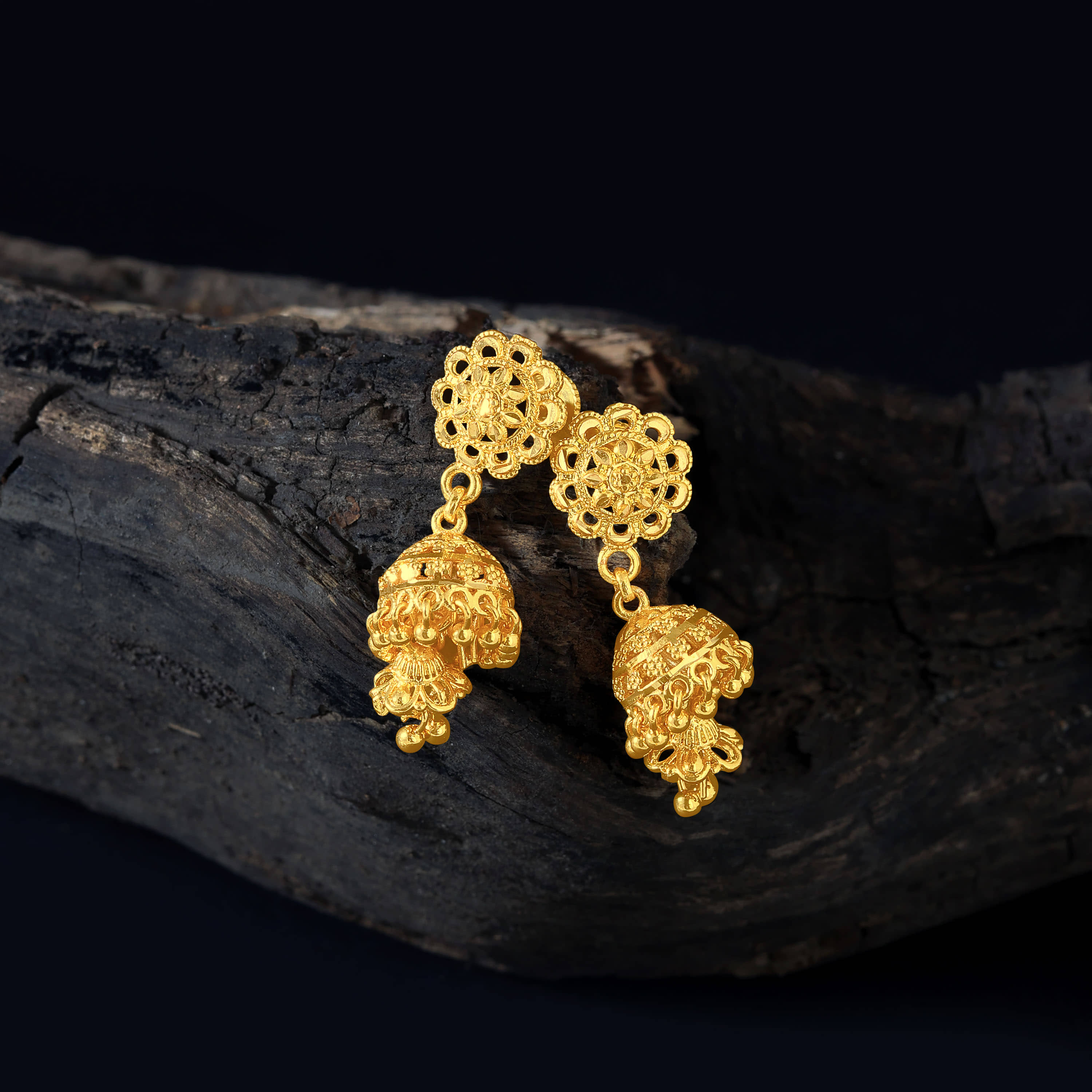 LUV FASHION Golden Jhumki Earrings ( Pack of 1 ) - Earrings | Buy online on ZillyBuy