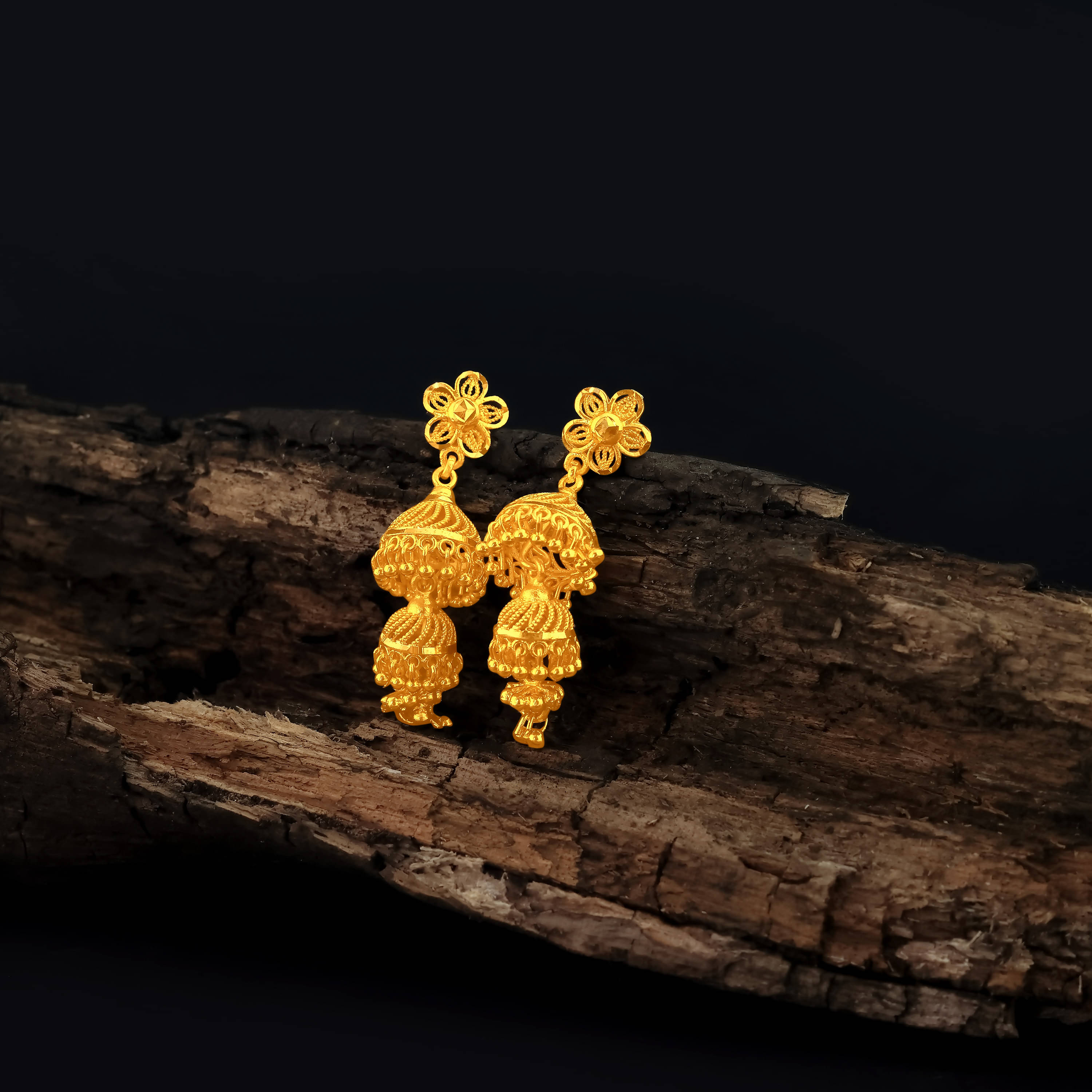     			LUV FASHION Golden Jhumki Earrings ( Pack of 1 )