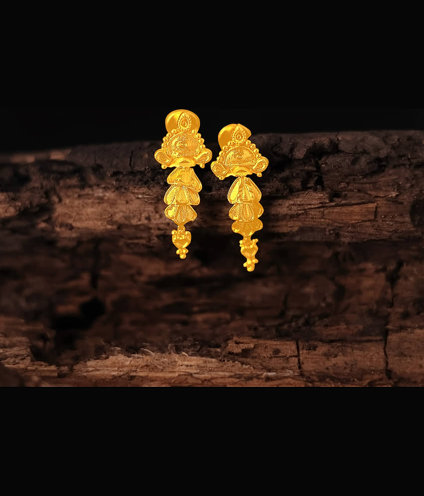 LUV FASHION Golden Jhumki Earrings ( Pack of 1 ) - Earrings | Buy online on ZillyBuy