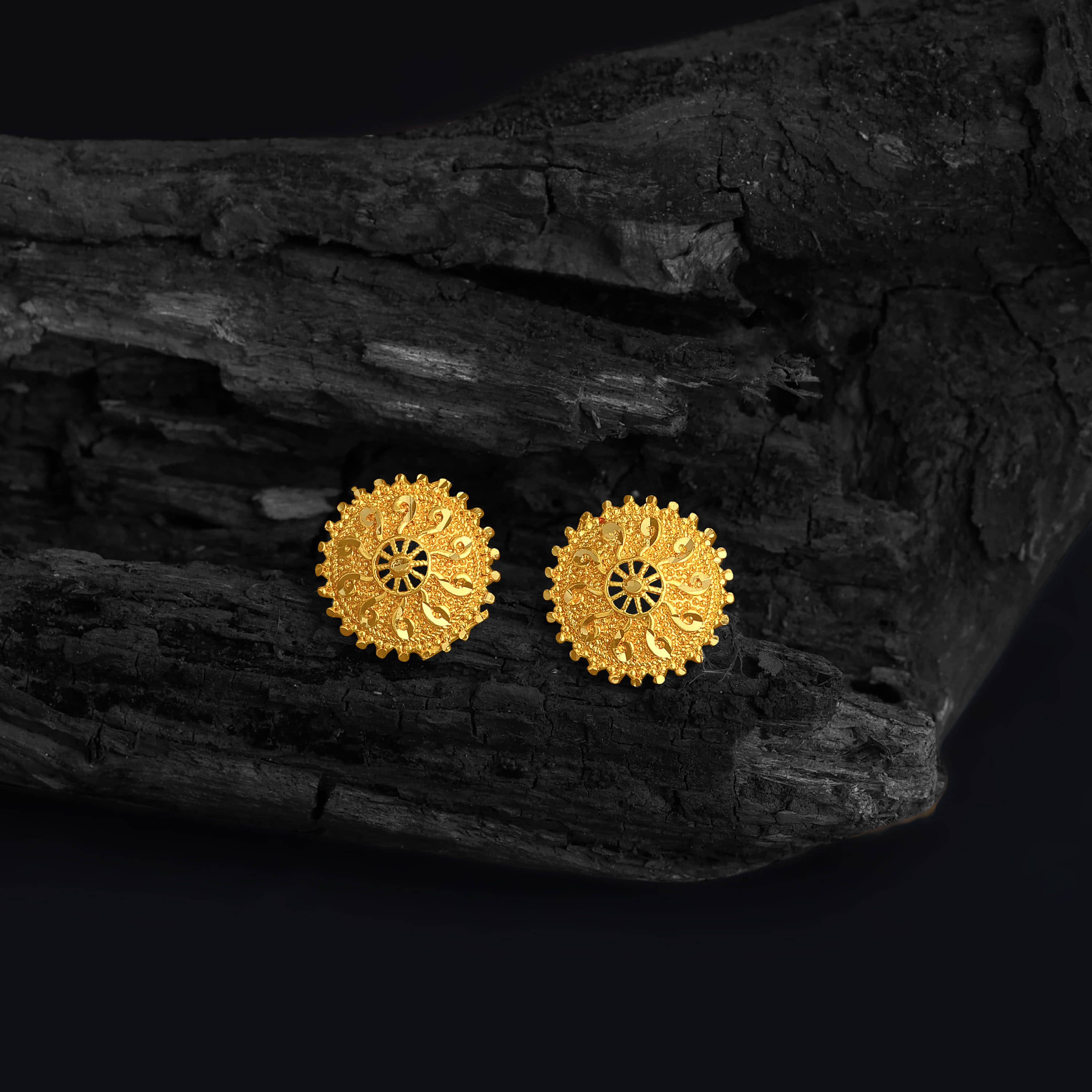 LUV FASHION Golden Stud Earrings ( Pack of 1 ) - Earrings | Buy online on ZillyBuy