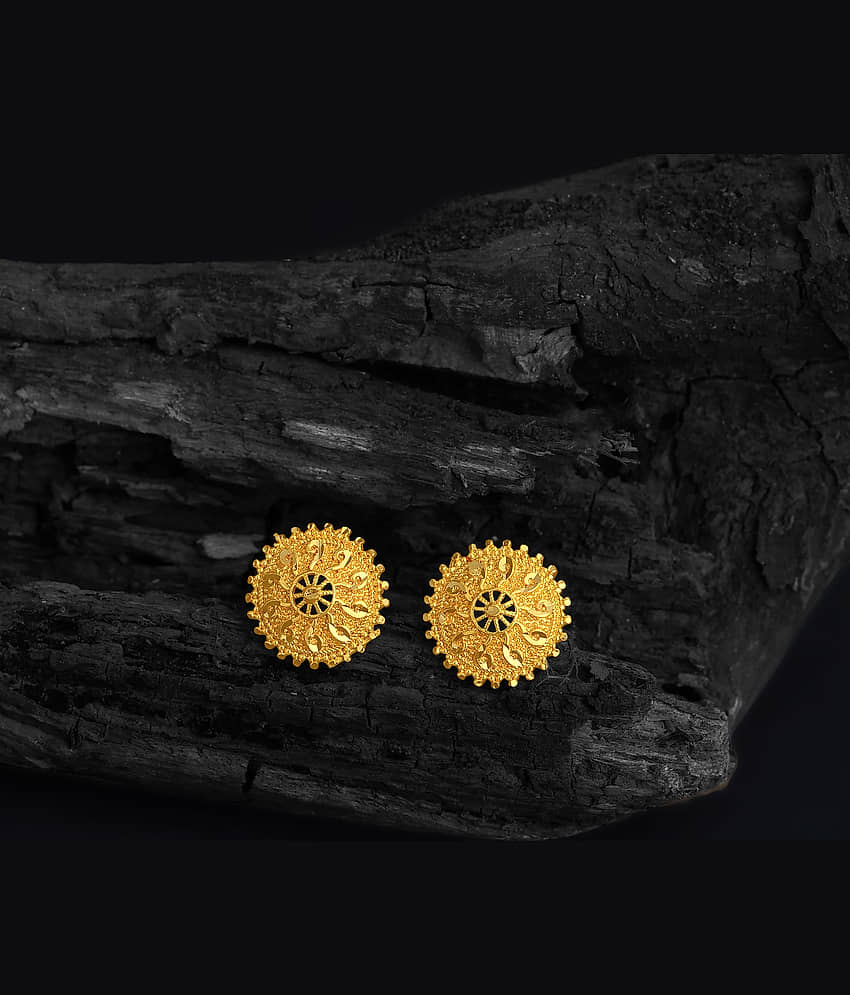 LUV FASHION Golden Stud Earrings ( Pack of 1 ) - Earrings | Buy online on ZillyBuy