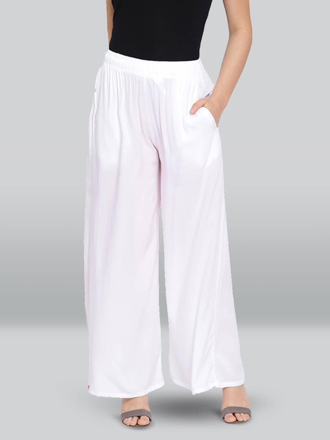 LYRA - White Rayon Women's Palazzo ( Pack of 1 ) LYRA - White Rayon Women's Palazzo ( Pack of 1 )