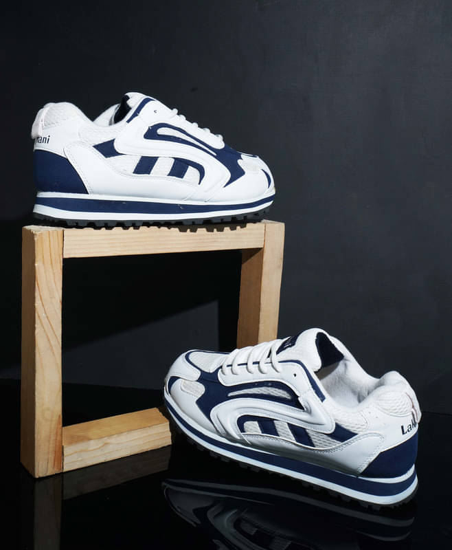     			Lakhani Aashirwad L-181_White-Blue White Men's Sports Running Shoes