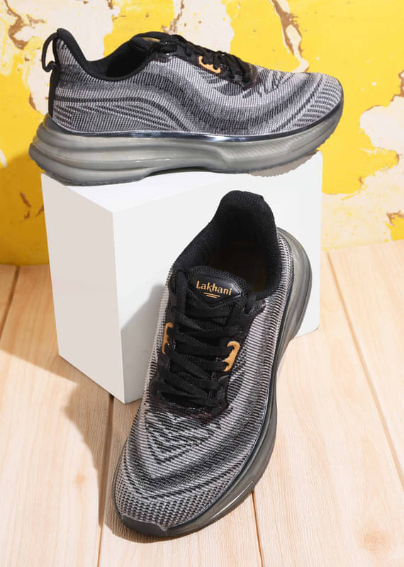     			Lakhani Aashirwad L-Fire-04_Black-Grey Black Men's Sports Running Shoes
