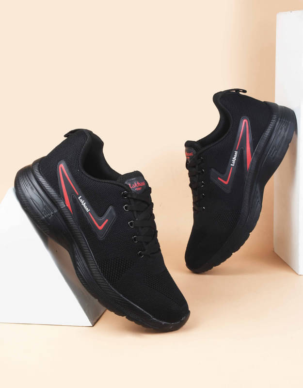 Lakhani Aashirwad L-Panther-08_Blk-Rd Black Men's Sports Running Shoes Lakhani Aashirwad L-Panther-08_Blk-Rd Black Men's Sports Running Shoes
