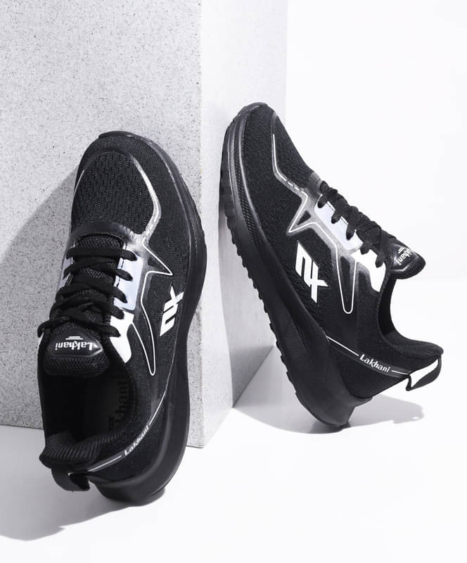     			Lakhani Aashirwad L-Rider-02_Blk-Wht Black Men's Sports Running Shoes