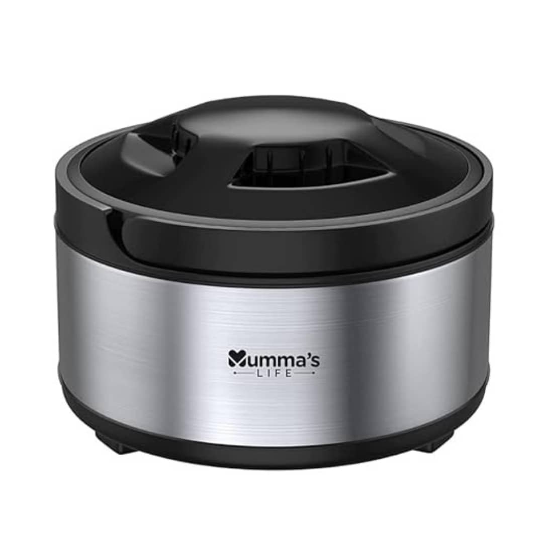 Mumma's Life Black Steel Thermoware Casserole ( Set of 1 , 2000 mL )
