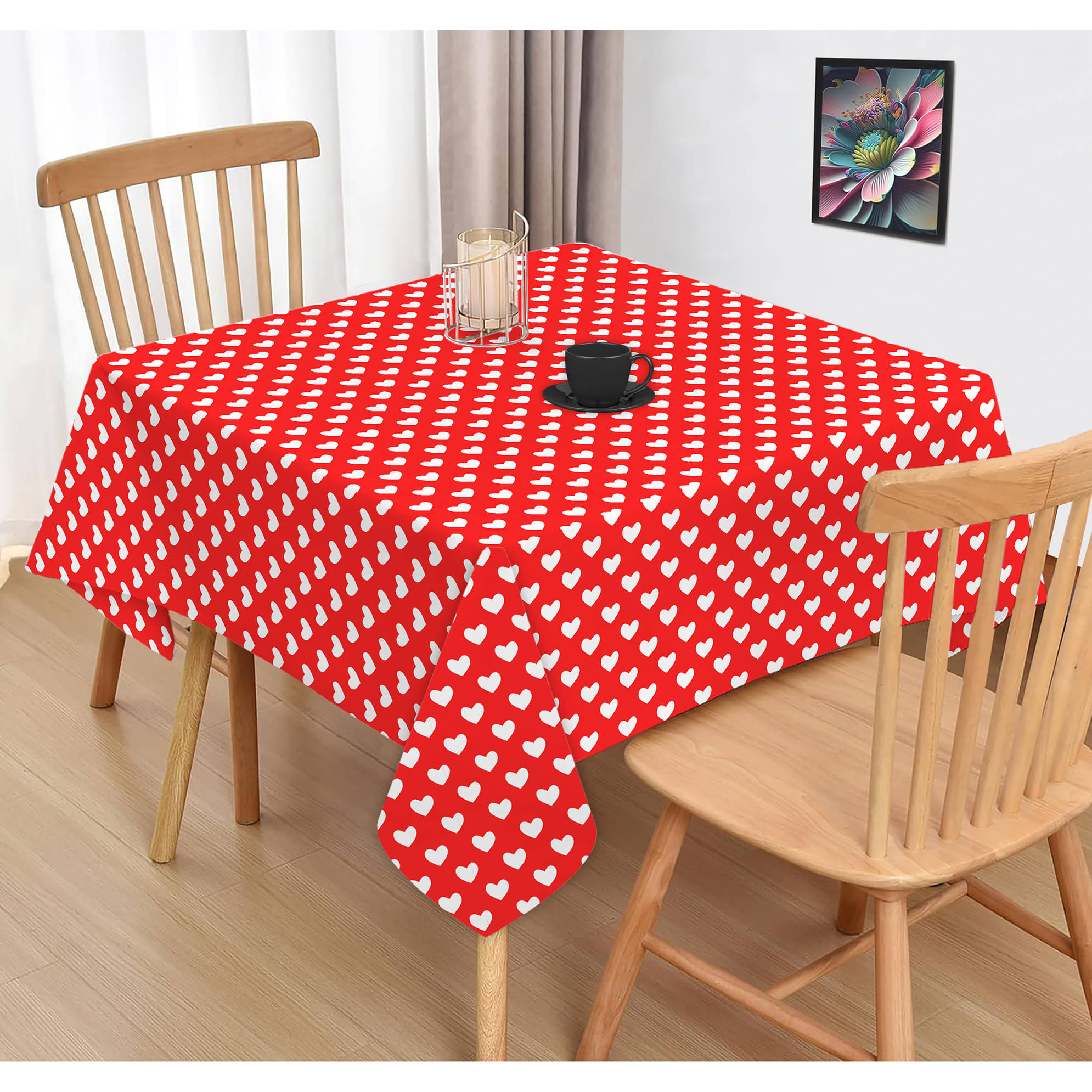     			Oasis Hometex Printed Cotton 2 Seater Square Table Cover ( 102 x 102 ) cm Pack of 1 Red