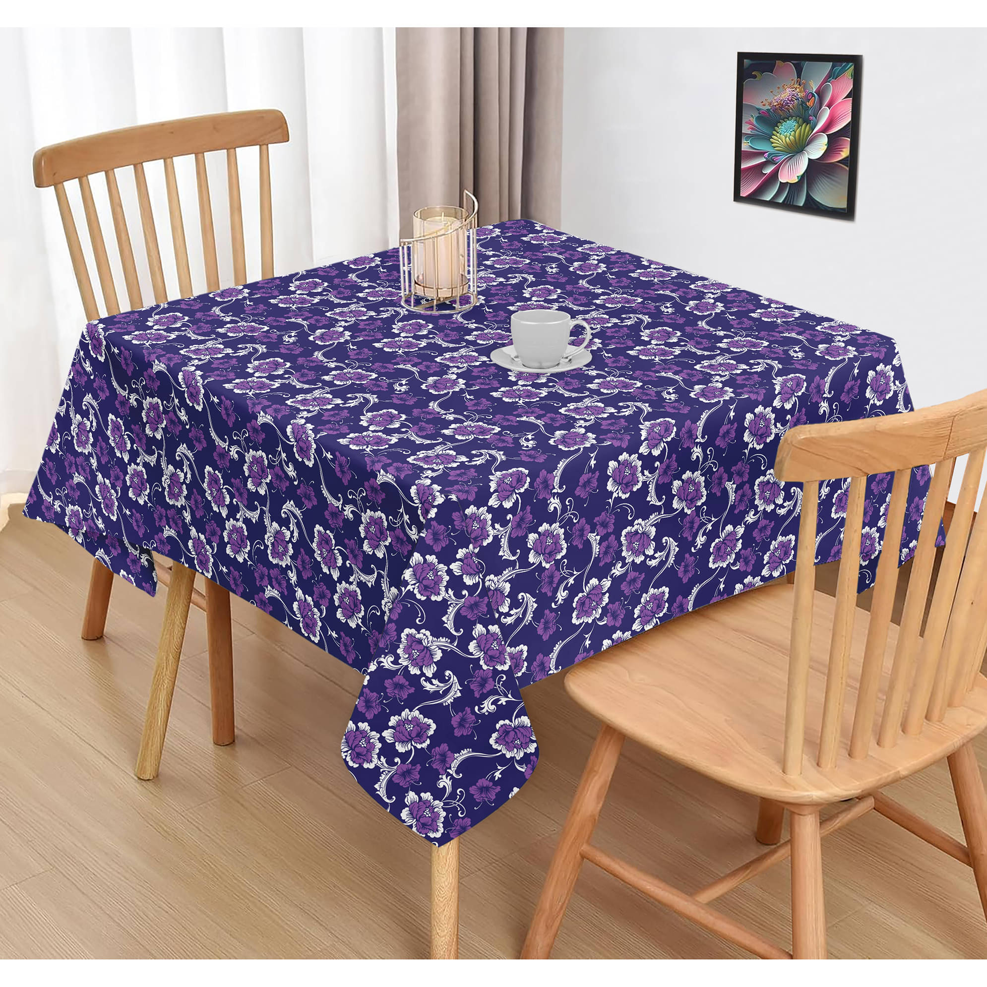 Oasis Hometex Printed Cotton 2 Seater Square Table Cover ( 102 x 102 ) cm Pack of 1 Purple Oasis Hometex Printed Cotton 2 Seater Square Table Cover ( 102 x 102 ) cm Pack of 1 Purple