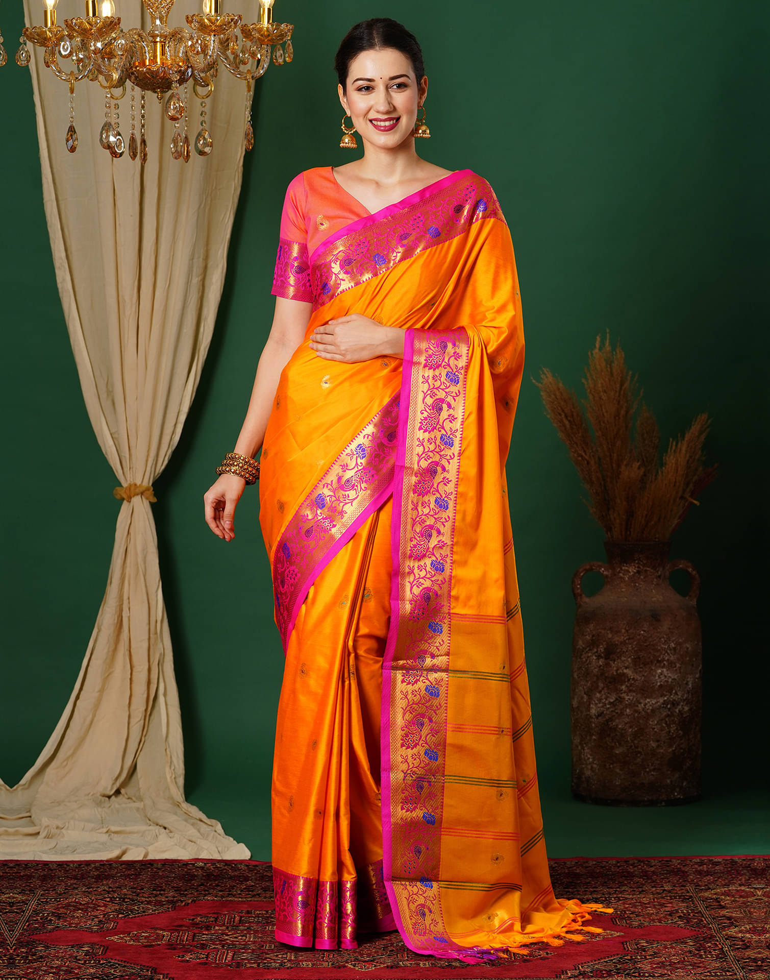 Satrani Silk Self Design Saree With Unstitched Blouse Piece ( Yellow1 ) Satrani Silk Self Design Saree With Unstitched Blouse Piece ( Yellow1 )