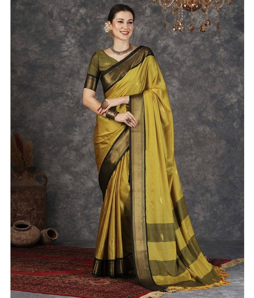 Satrani Silk Self Design Saree With Unstitched Blouse Piece ( Mustard ) Satrani Silk Self Design Saree With Unstitched Blouse Piece ( Mustard )