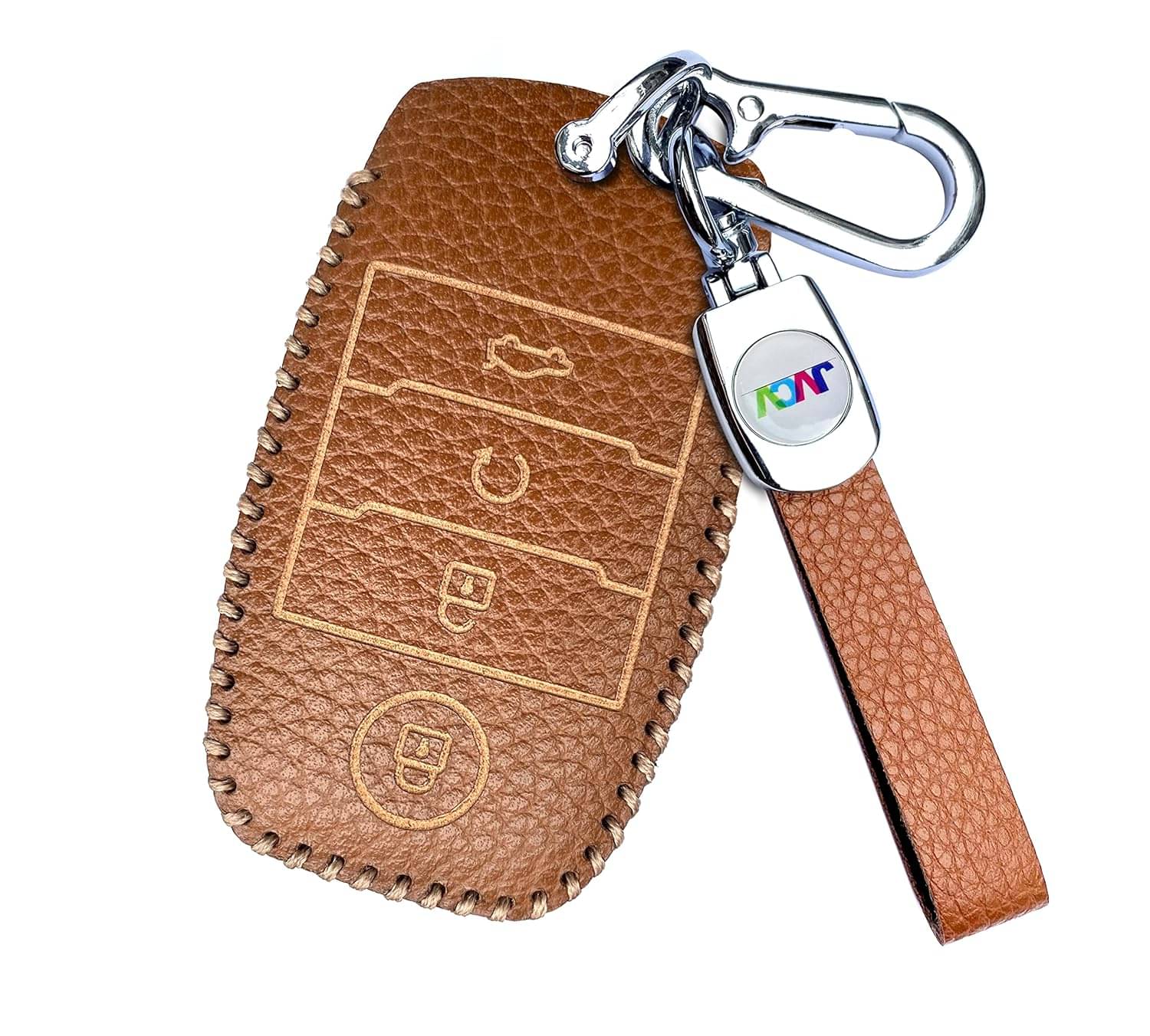 Soft Handmade Lychee Pattern Leather Key Cover Compatible with Kia Sonet Seltos Carens 4 Button Smart Key Soft Handmade Lychee Pattern Leather Key Cover Compatible with Kia Sonet Seltos Carens 4 Button Smart Key