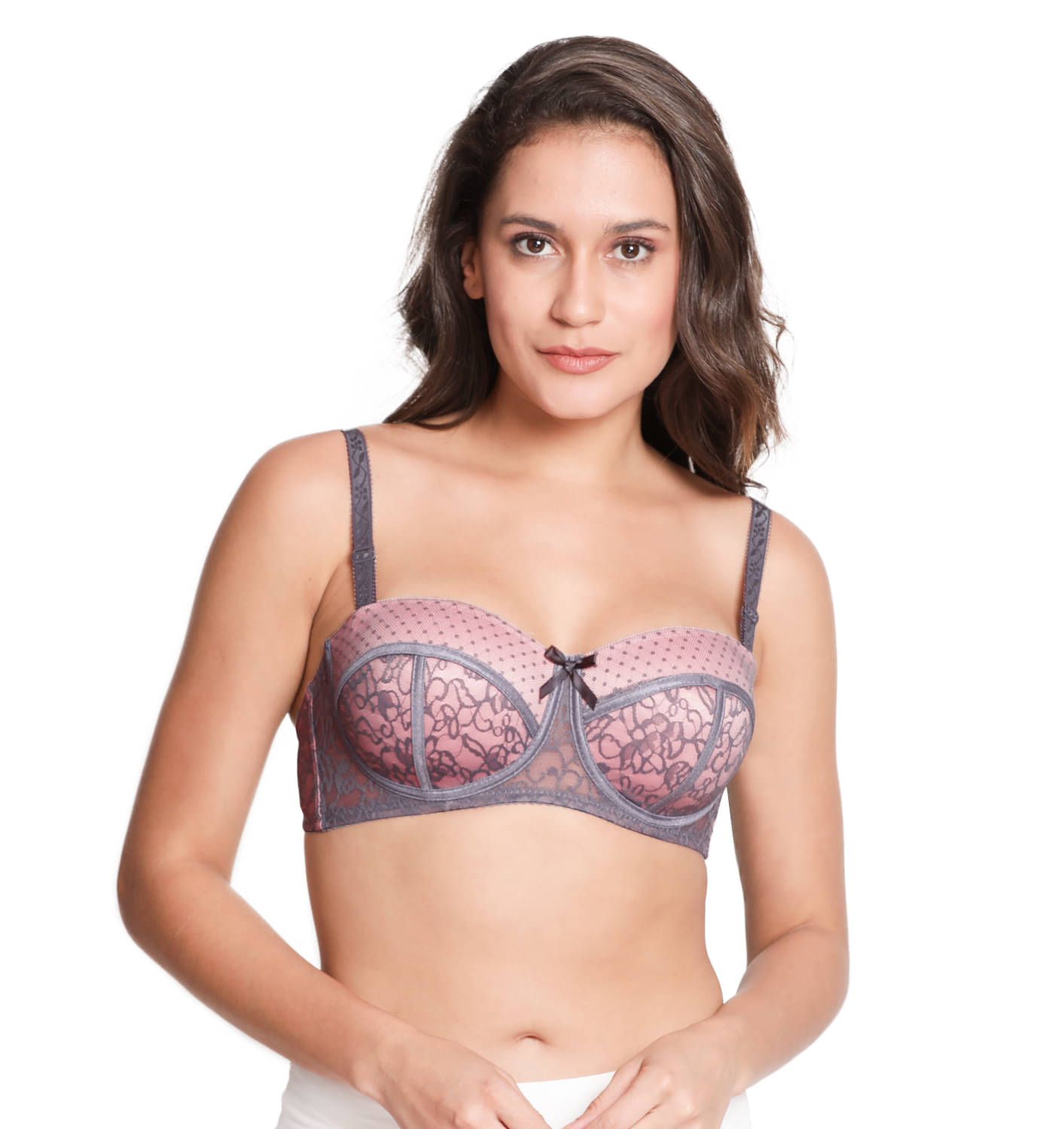 Susie Nylon Lightly Padded Women's Balconette Bra ( Dark Grey ) Susie Nylon Lightly Padded Women's Balconette Bra ( Dark Grey )