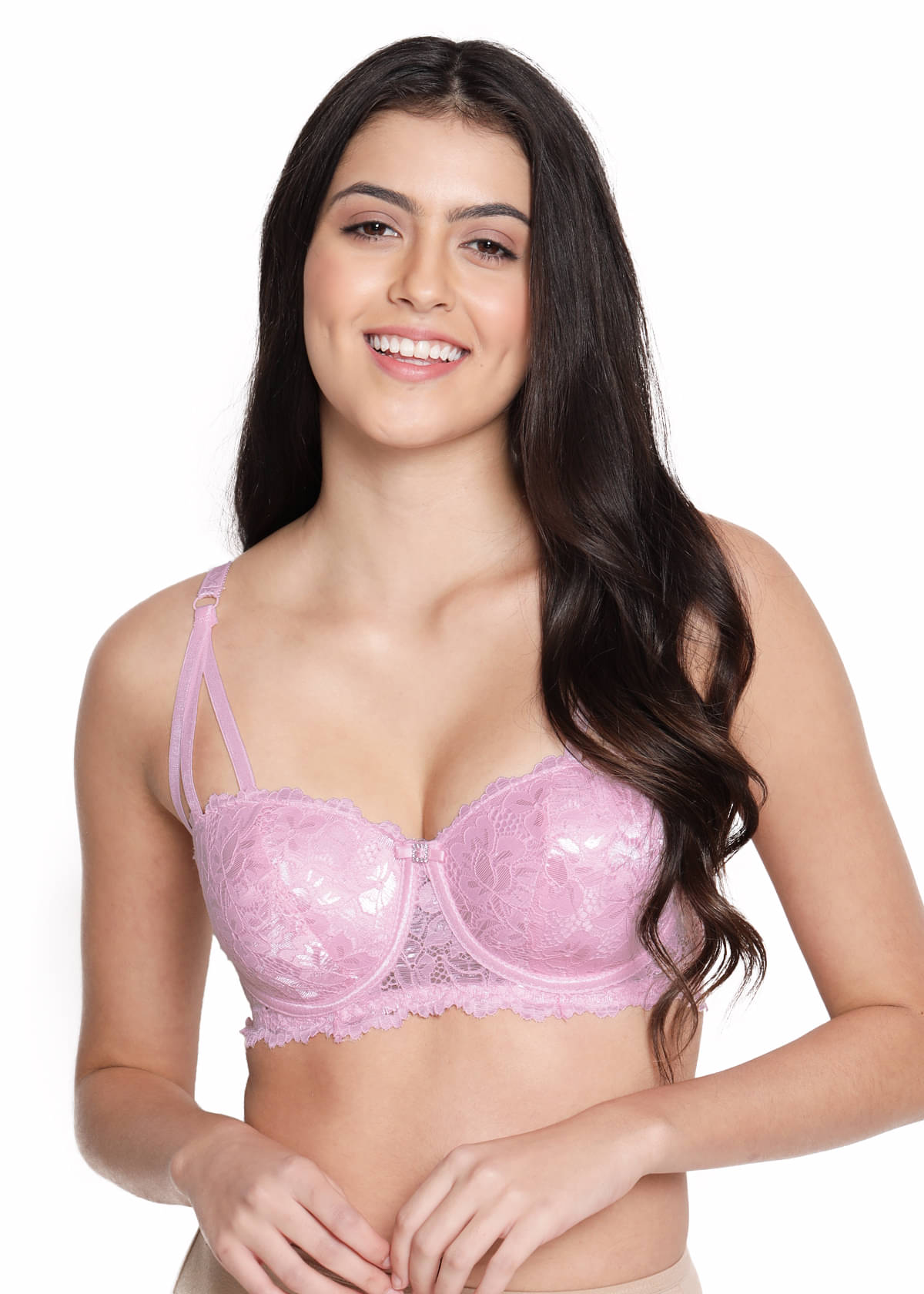 Susie Nylon Lightly Padded Women's Balconette Bra ( Fluorescent Pink )     			Susie Nylon Lightly Padded Women's Balconette Bra ( Fluorescent Pink )
