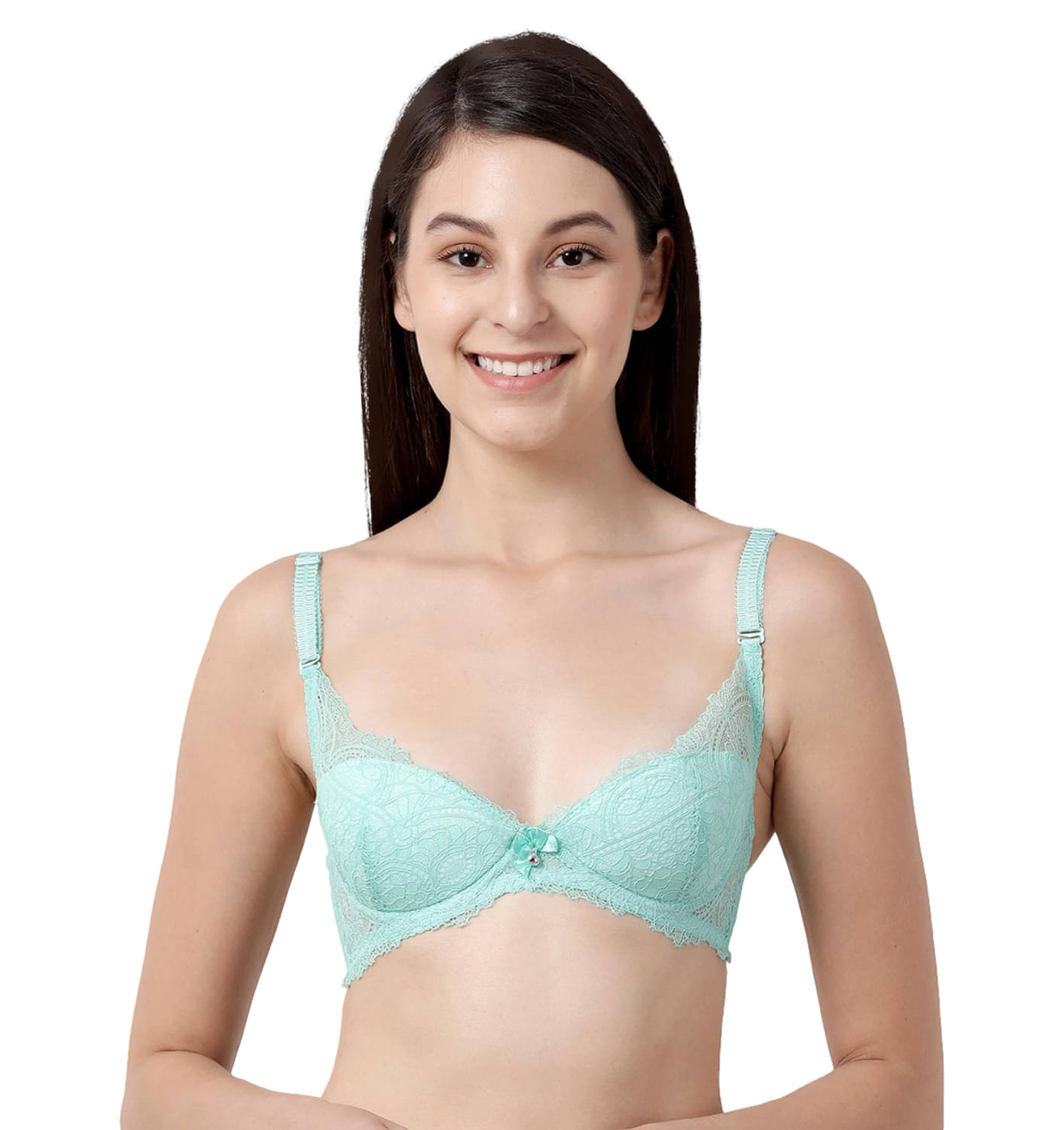 Susie Nylon Lightly Padded Women's Plunge Bra ( Mint Green ) Susie Nylon Lightly Padded Women's Plunge Bra ( Mint Green )