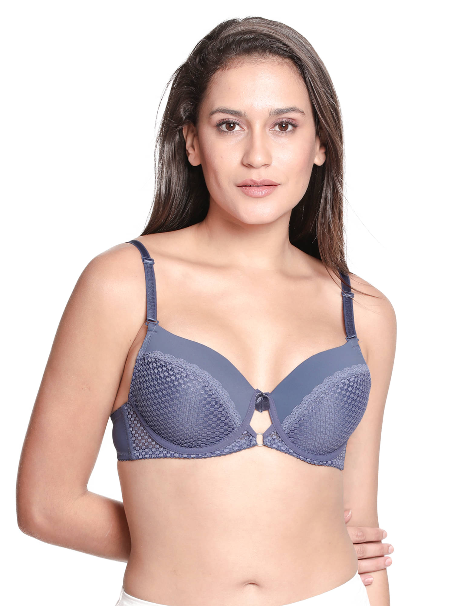 Susie Nylon Lightly Padded Women's Balconette Bra ( Navy Blue ) Susie Nylon Lightly Padded Women's Balconette Bra ( Navy Blue )