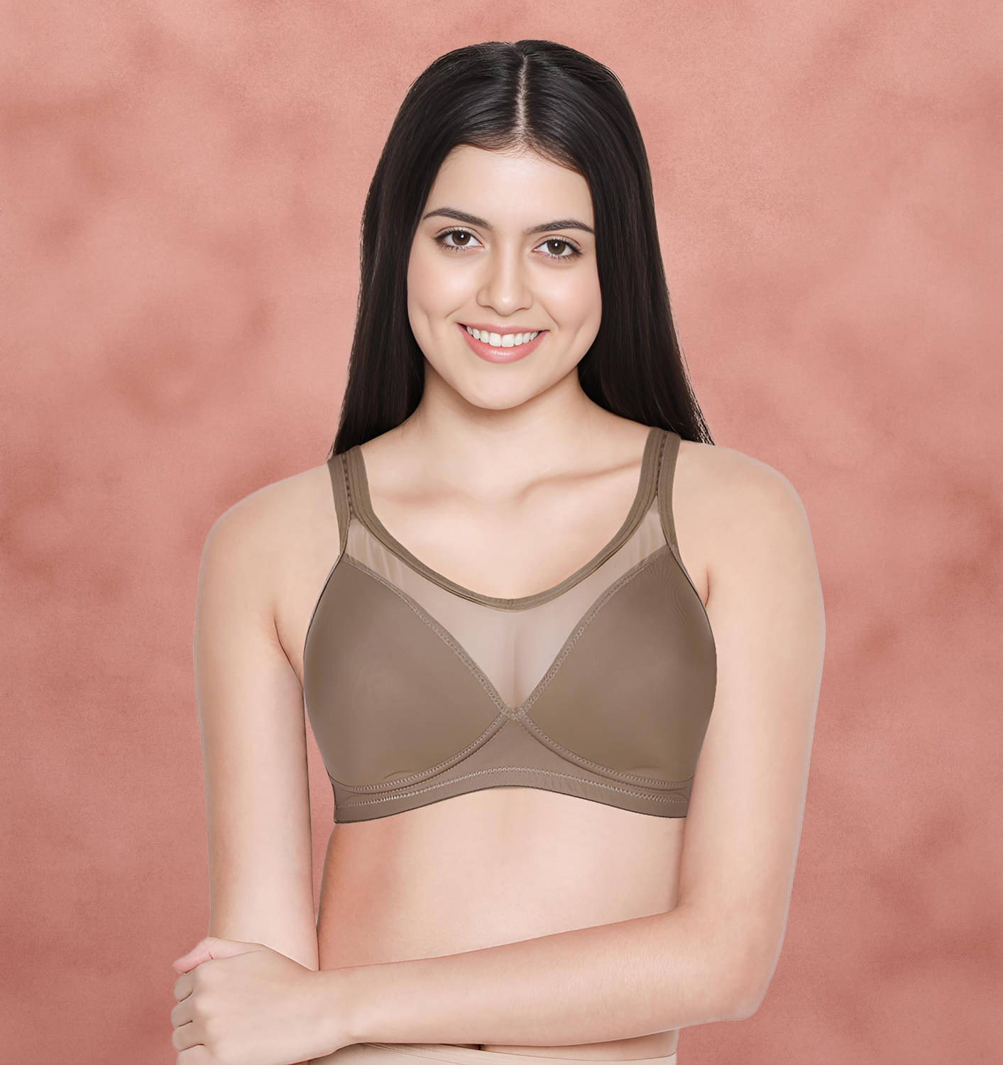 Taabu Nylon Lightly Padded Women's T-Shirt Bra ( Coffee ) ST013-TaupeBrown Taabu Nylon Lightly Padded Women's T-Shirt Bra ( Coffee ) ST013-TaupeBrown