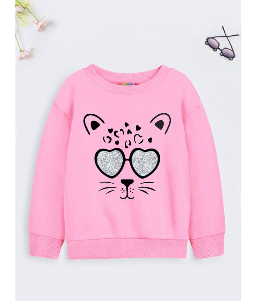 Trampoline Single Girls Cotton Blend Sweatshirt ( Pink )