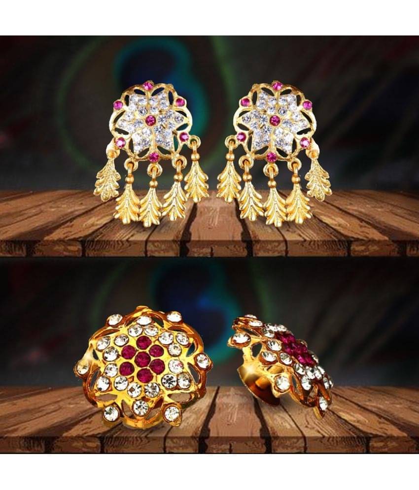     			VIVASTRI Golden Stud Earrings ( Pack of 2 )