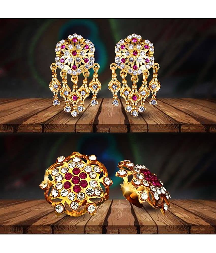 VIVASTRI Golden Stud Earrings ( Pack of 2 ) - Earrings | Buy online on ZillyBuy