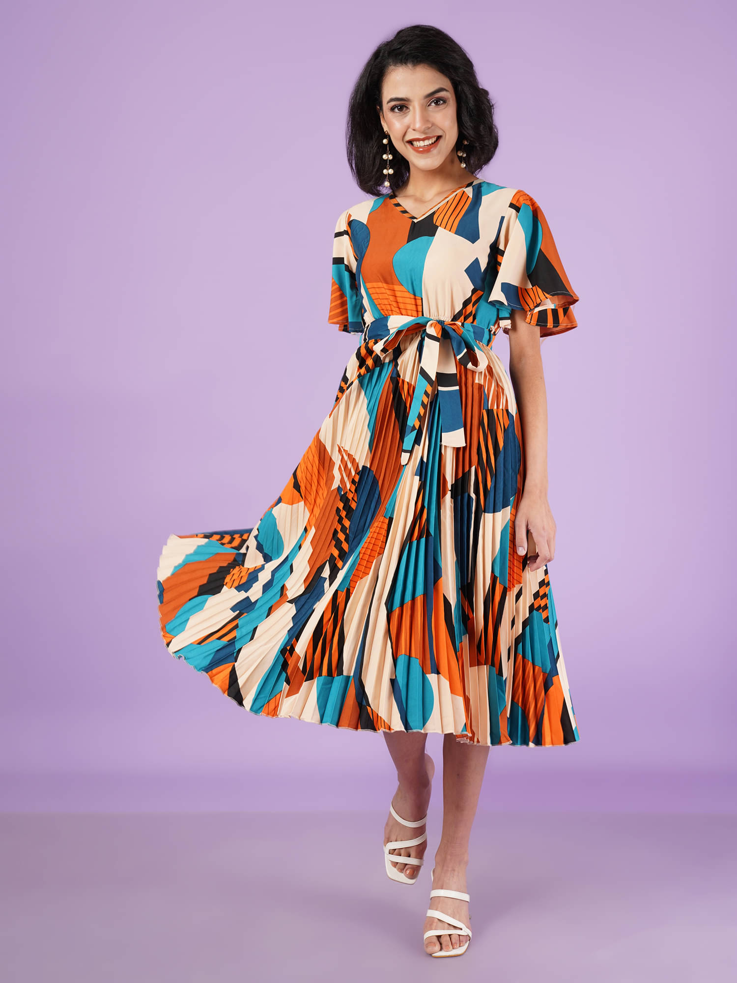 ZWERLON Crepe Printed Midi Women's Fit & Flare Dress - Yellow ( Pack of 1 ) ZWERLON Crepe Printed Midi Women's Fit & Flare Dress - Yellow ( Pack of 1 )
