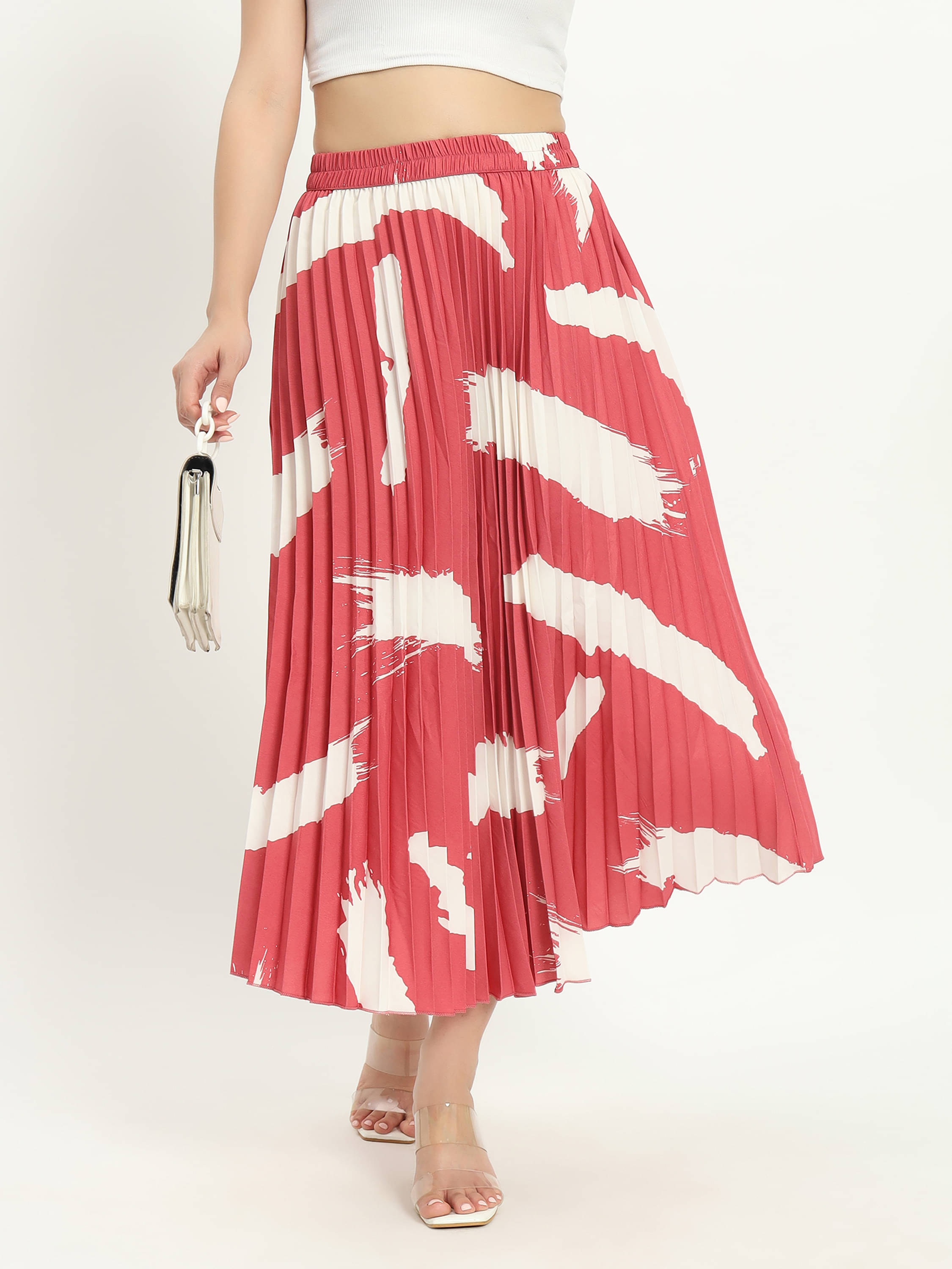     			ZWERLON Peach Crepe Women's Flared Skirt ( Pack of 1 )