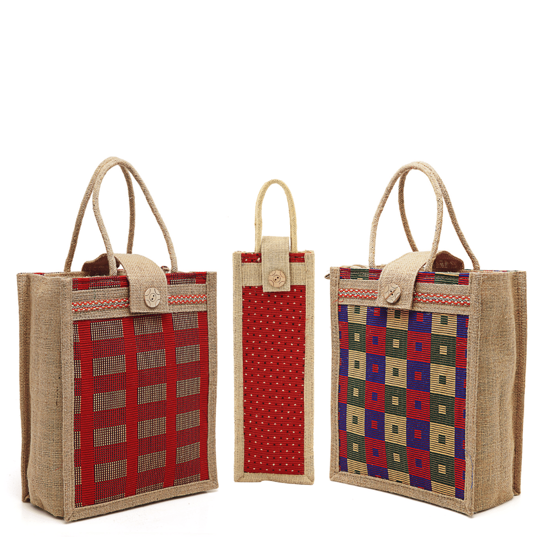     			ENSAC Blue Jute Lunch Bag Pack of 3