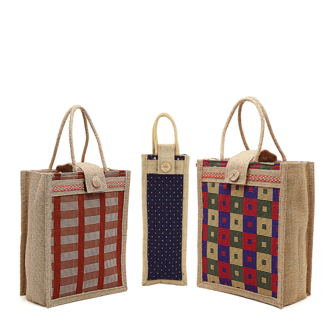     			ENSAC Grey Jute Lunch Bag Pack of 3