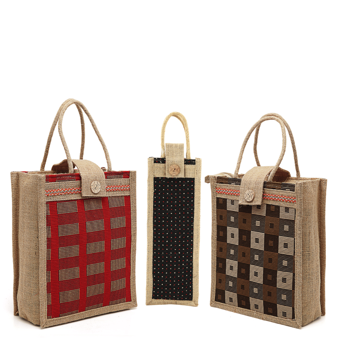     			ENSAC Grey Jute Lunch Bag Pack of 3