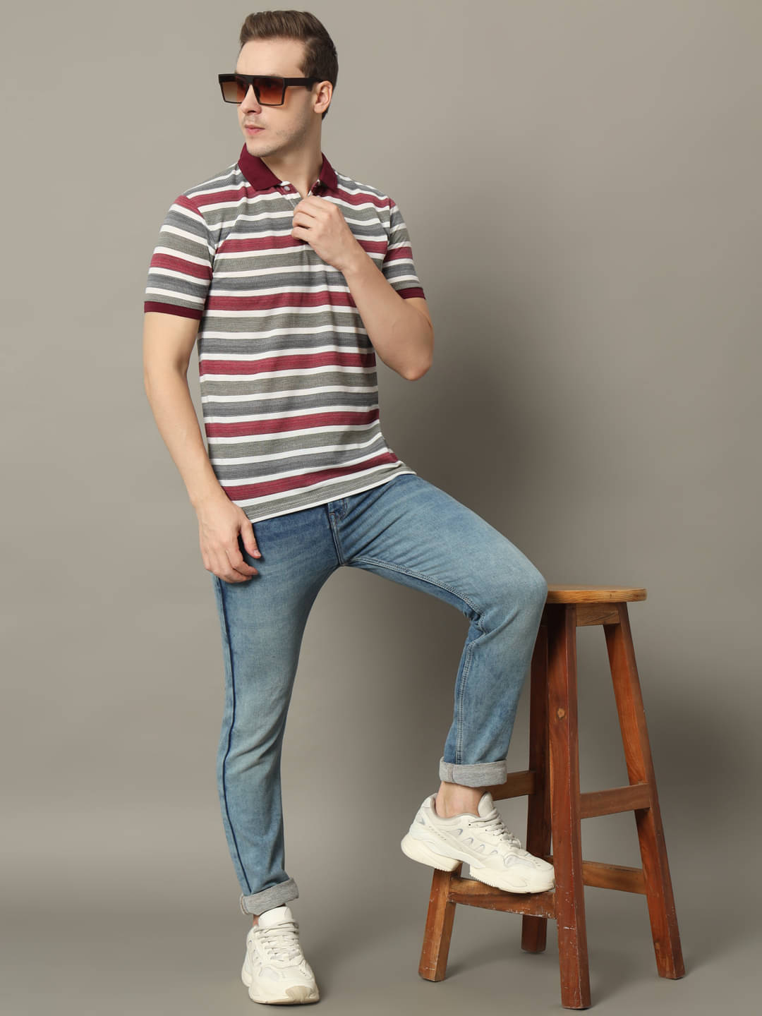 GET GOLF Pack of 1 Cotton Blend Regular Fit Striped Half Sleeves Men's Polo T Shirt ( Maroon ) GET GOLF Pack of 1 Cotton Blend Regular Fit Striped Half Sleeves Men's Polo T Shirt ( Maroon )