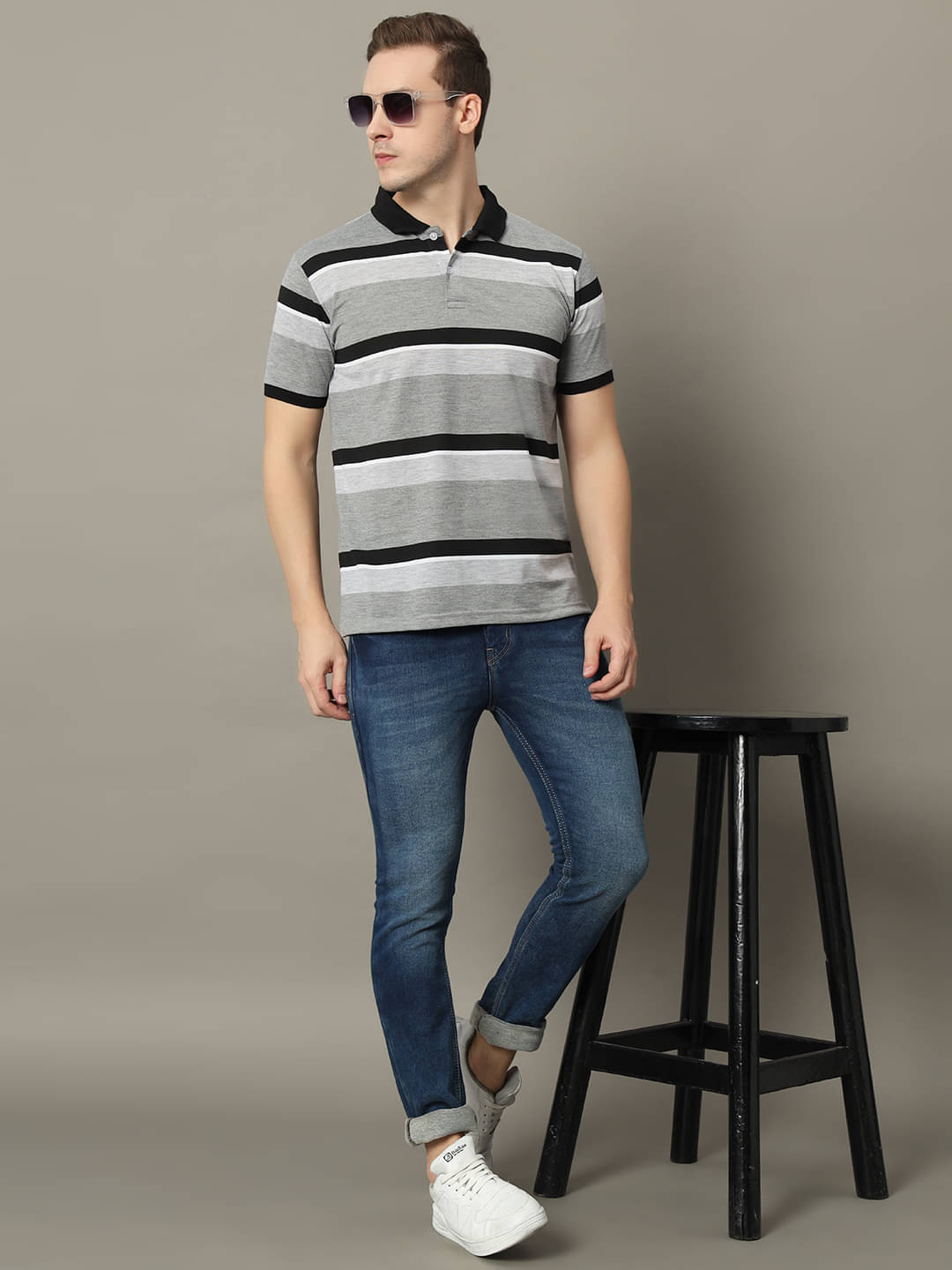 GET GOLF Pack of 1 Cotton Blend Regular Fit Striped Half Sleeves Men's Polo T Shirt ( Black ) GET GOLF Pack of 1 Cotton Blend Regular Fit Striped Half Sleeves Men's Polo T Shirt ( Black )