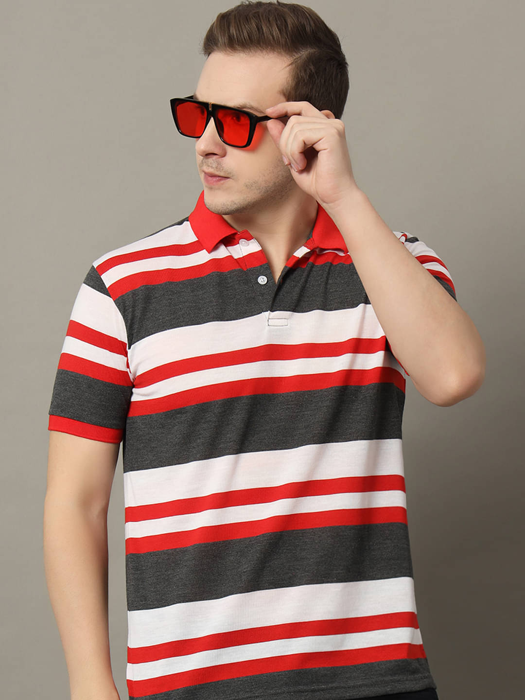 GET GOLF Cotton Blend Regular Fit Striped Half Sleeves Men's Polo T Shirt - Red ( Pack of 1 )     			GET GOLF Cotton Blend Regular Fit Striped Half Sleeves Men's Polo T Shirt - Red ( Pack of 1 )