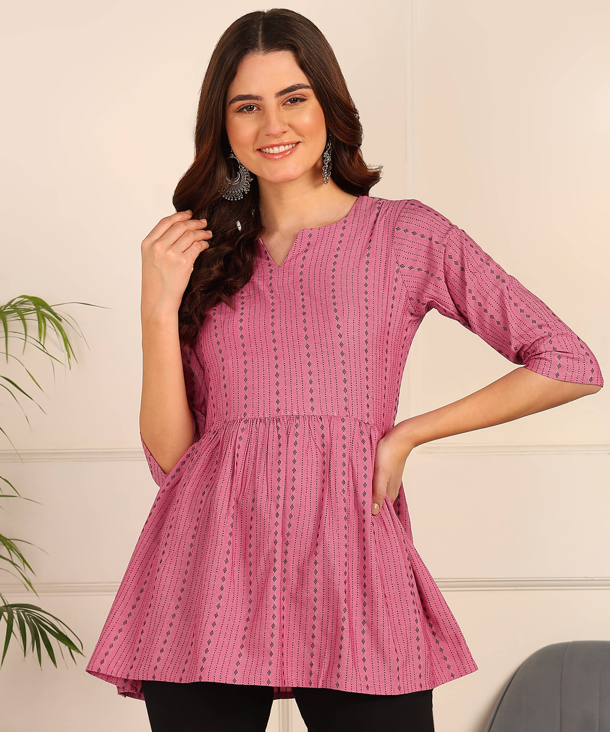    			Hiva Trendz Pink Cotton Women's A-Line Top ( Pack of 1 )