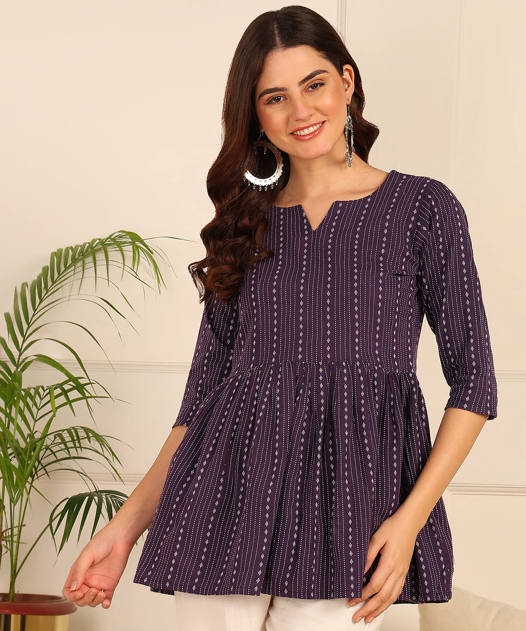     			Hiva Trendz Purple Cotton Women's A-Line Top ( Pack of 1 )