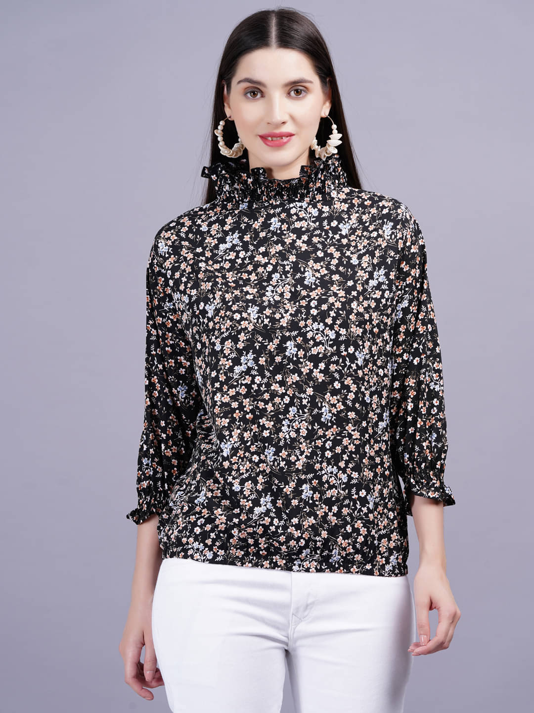     			JC4U Women's Rayon Regular Top ( Black )