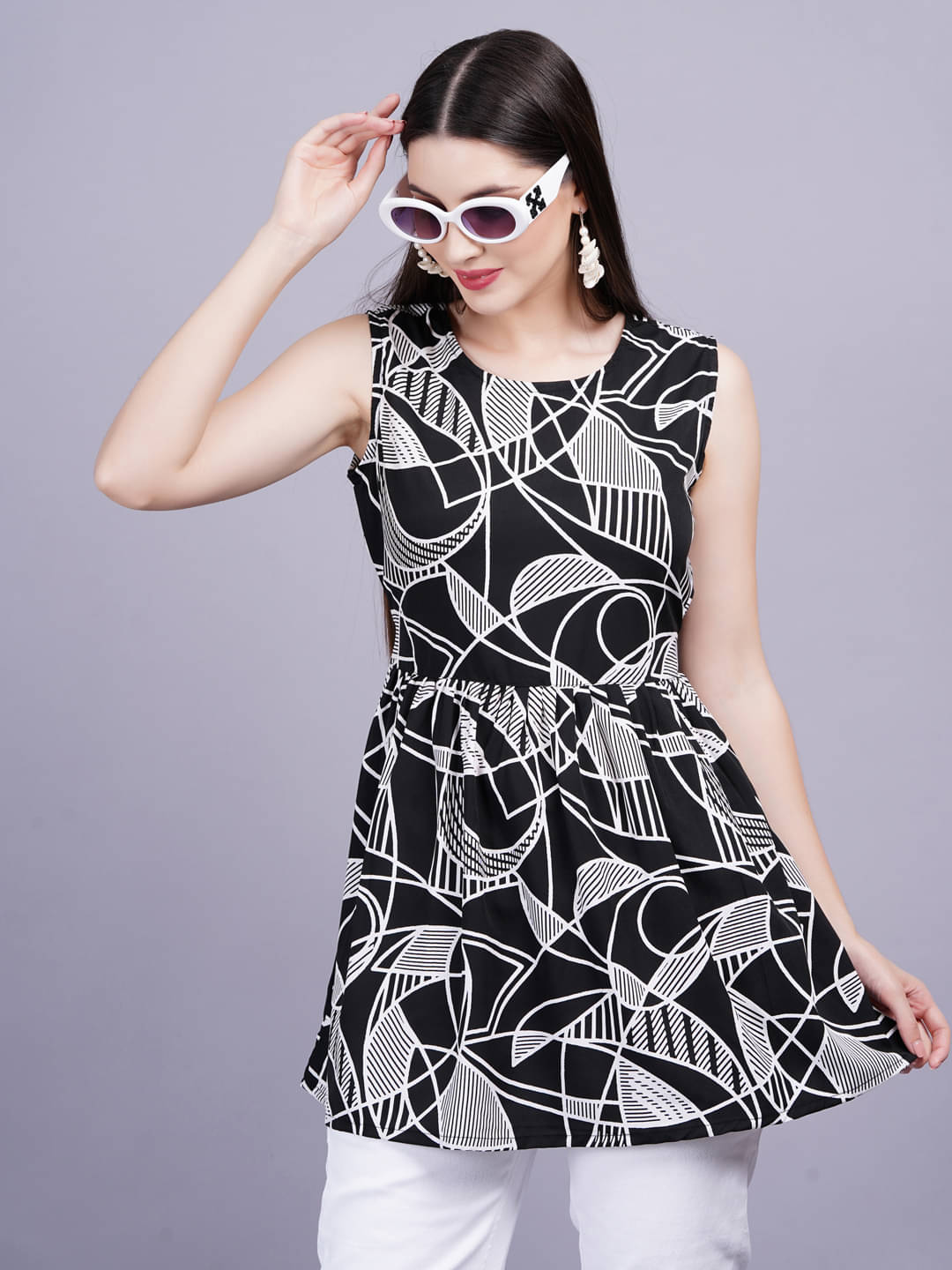 Jyoti Women's Rayon A-Line Top ( Black ) Jyoti Women's Rayon A-Line Top ( Black )