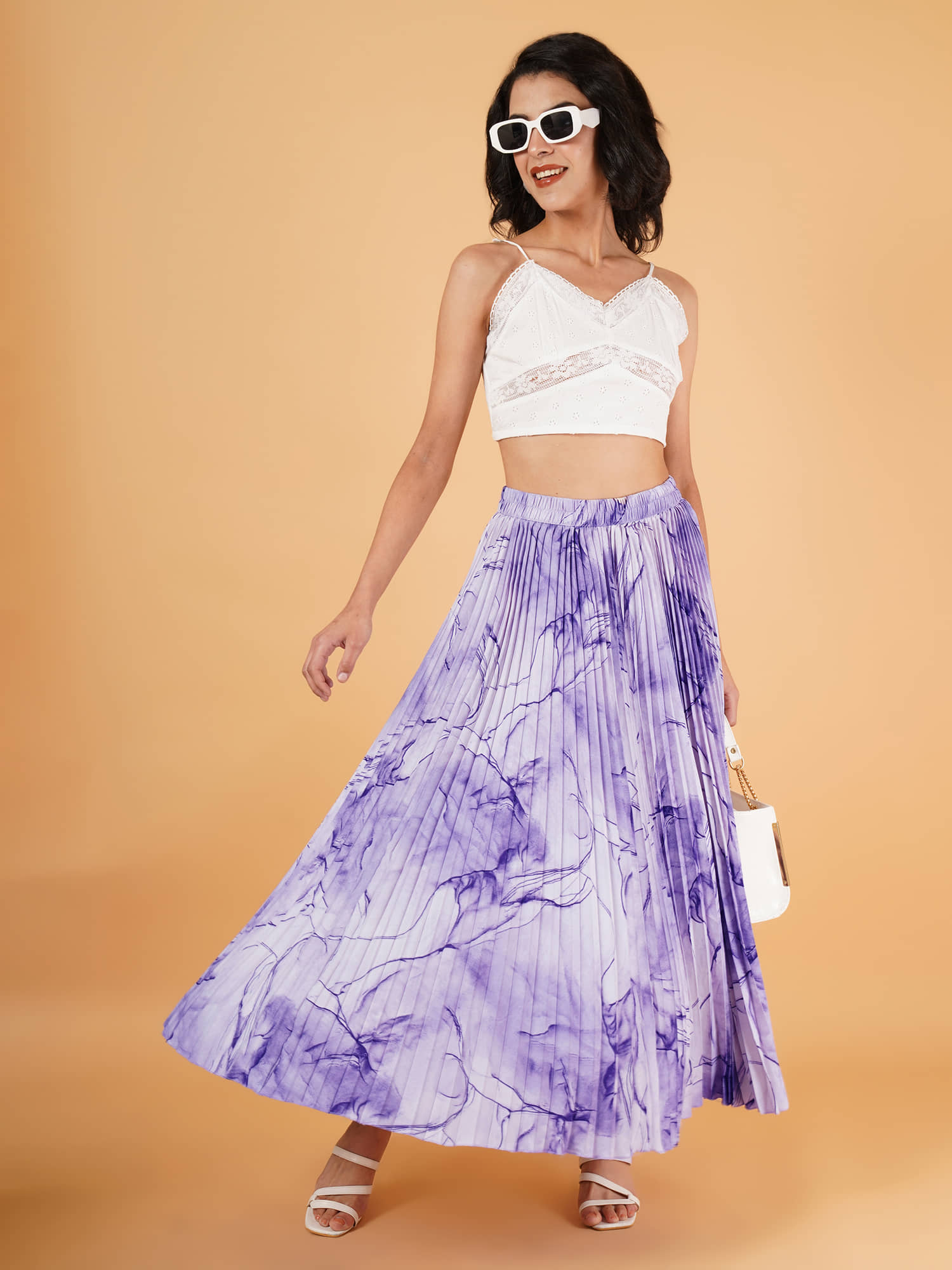 ZWERLON Purple Crepe Women's Flared Skirt ( Pack of 1 )