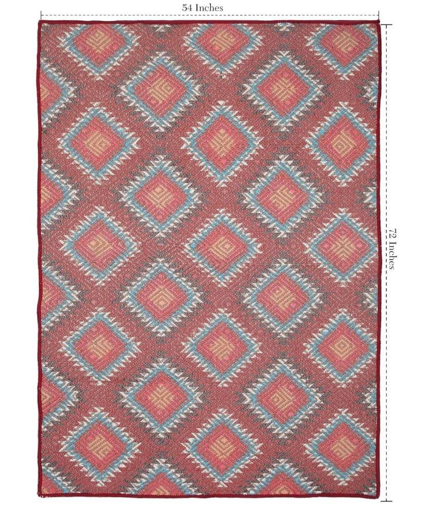     			Aazeem Red Polyester Carpet Abstract 4x6 Ft