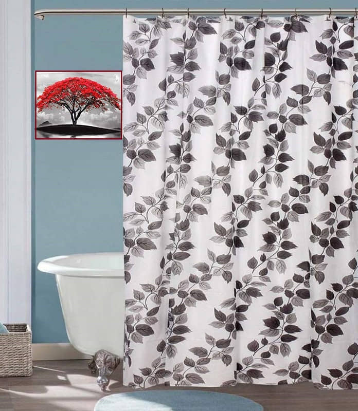 CASA FURNISHING Black PVC Shower Curtain ( Single )