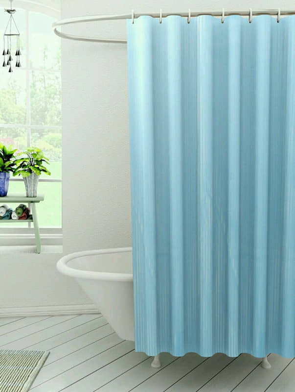CASA FURNISHING Blue PVC Shower Curtain ( Single )
